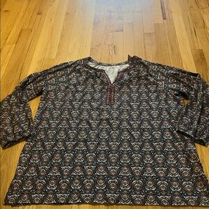 NWT J. Jill PureJill Printed & Embroidered Knit Tunic Sz XL